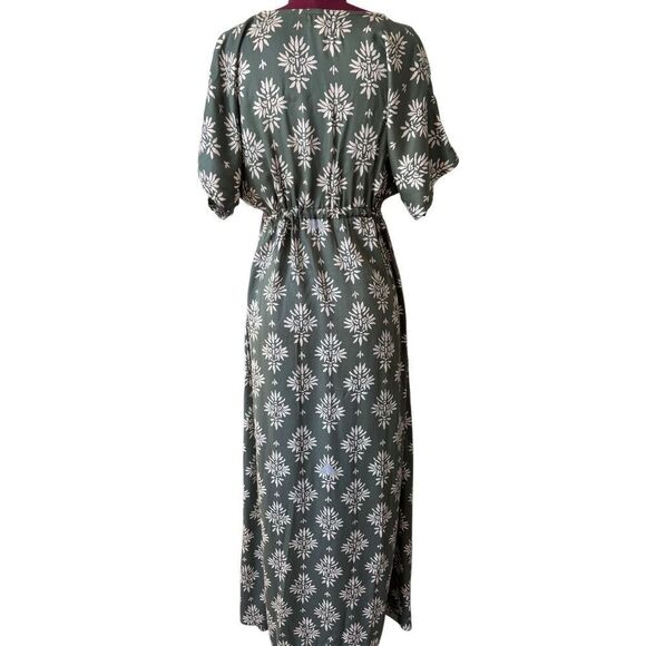 Sohalia Maxi Dress One Size Green Floral Sun Cover up Viscose - Picture 2 of 9